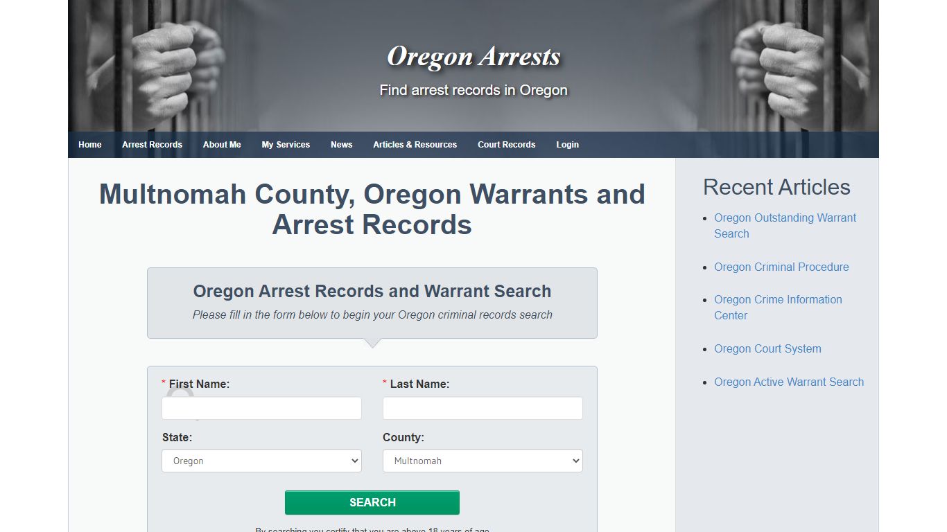 Multnomah County, Oregon Warrants and Arrest Records