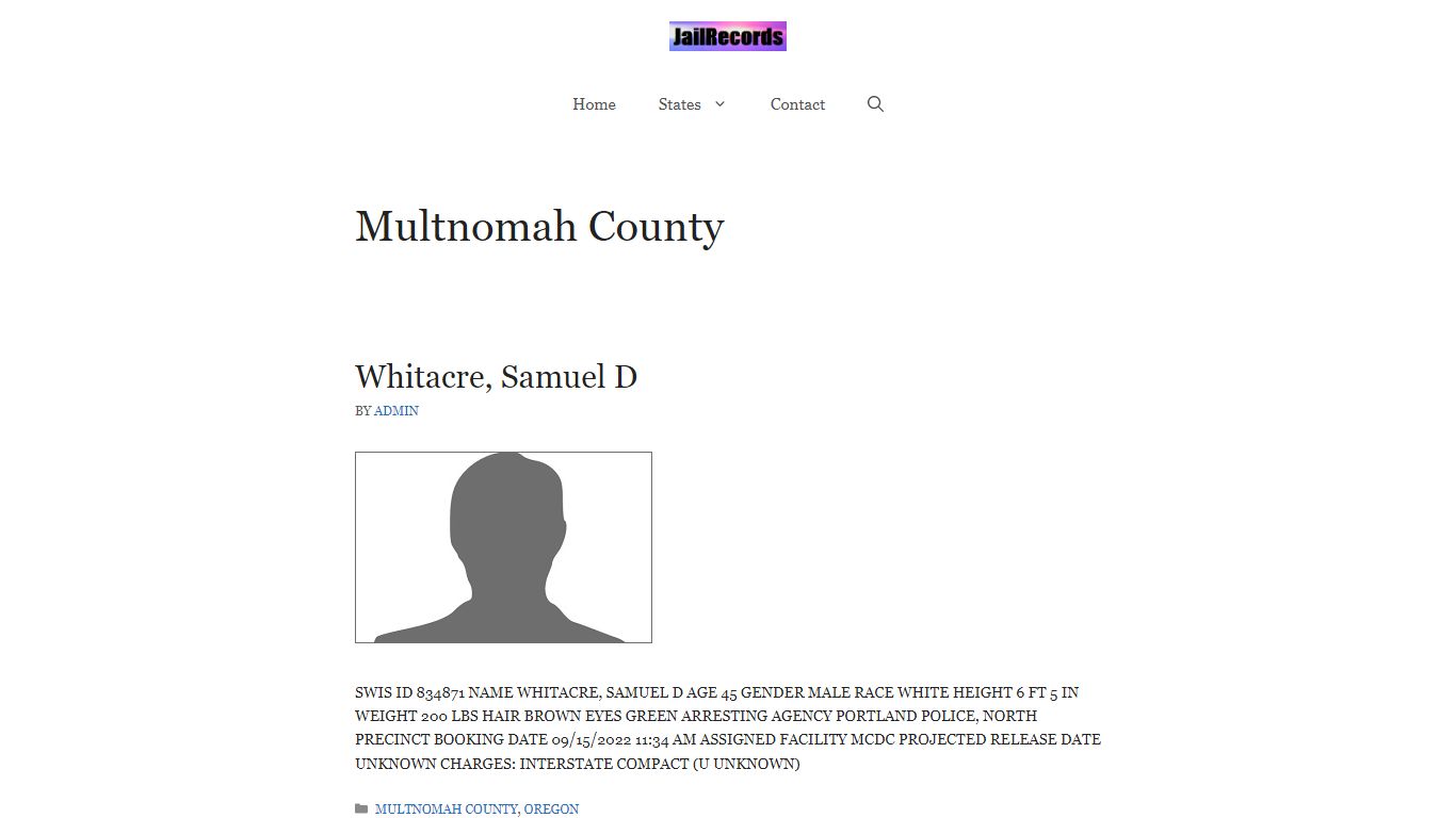 Multnomah County Arrest Records